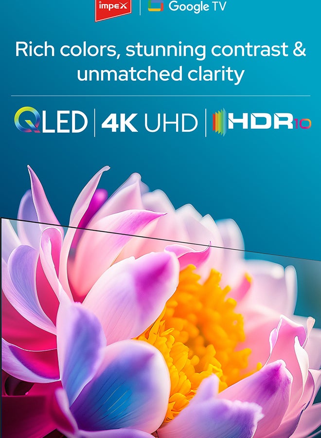 إمبكس 55 Inch QLED Google TV | 4K Ultra HD, Dolby Vision & Atmos | Google Assistant | Voice Control Remote | Bluetooth, WiFi, HDMI, USB, AV Input, Optical, ALLM | 2GB RAM/8GB ROM | Wide Viewing Angle | Great for Gaming | Evoq55QLC Evoq55QLC black - Image 4