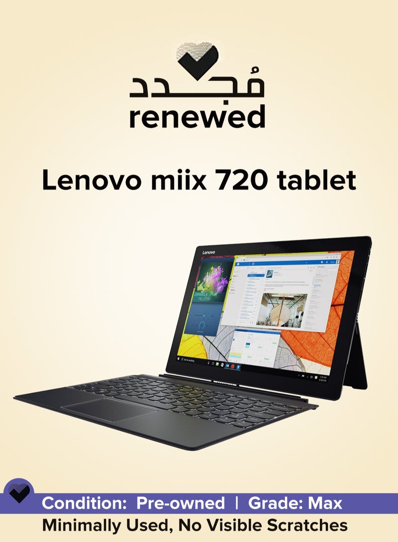 Lenovo RENEWED - Laptop Lenovo IdeaPad Miix 720 – Intel® Core™ i5-7200U – 8GB DDR4 RAM – 256GB SSD M.2 NVMe – Intel® HD Graphics 620 – 12" QHD LED Touchscreen – English/Arabic Black - Image 1