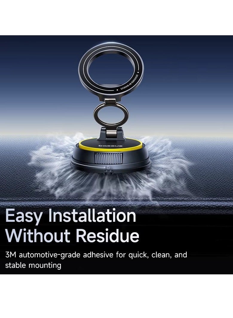 Baseus MagSafe and Magnetic Car Mount Holder with 35N Strong Grip, 720 Degree 3 Axis Adjustment, 360 Degree Swivel, Vacuum Suction Base for Clean Flat Surfaces, Ideal for Car Dashboards, Windshields, Tesla Displays, Mirrors, Airplane Trays, Hotel Desks, Office Workstations, Compatible with iPhone 16, Samsung S25, and All Smartphones and Tablets Cosmic Black - Image 5