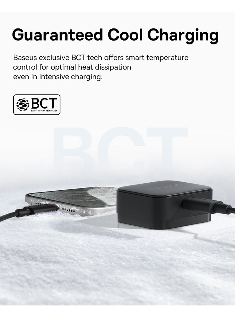 Baseus iPhone 16 PD 20W Fast Charging Charger Set – USB-C Type-C Wall Plug Adapter + 60W USB-C to USB-C Cable 1M – Compatible with iPhone 16 Pro Max, 16e, 15, iPad Pro, Air, Mini, Samsung, Pixel, OnePlus, USB-C Smartphones, Tablets, Power Delivery Devices – Durable Cable + Compact Charger Head (Black) 20W Type-C Wall Charger- Black - Image 4