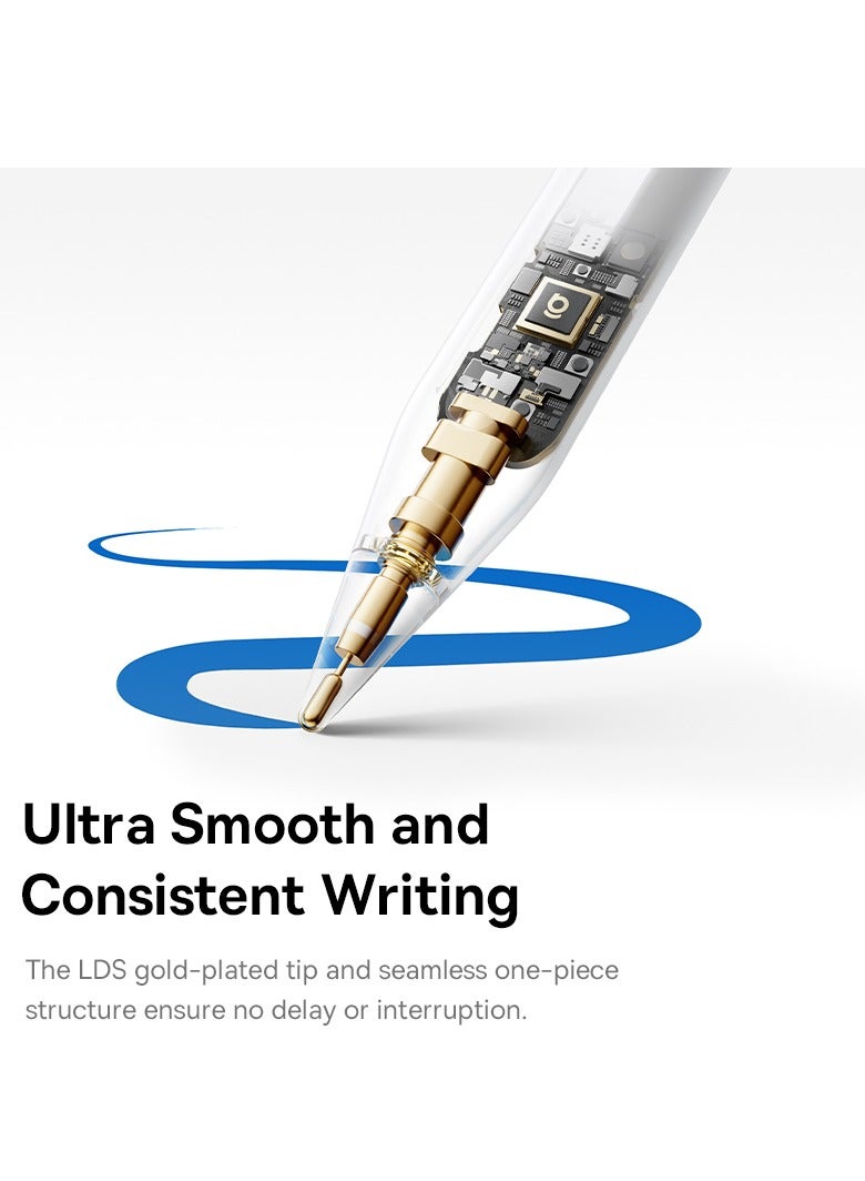 Baseus Bluetooth Stylus Pen for iPad 6 to 10 Gen, iPad Pro 11 and 12.9 inch, iPad Air 3 4 5, iPad Mini 5 6, Swipe Control up to 10m, 17H Battery, 20Min Fast Charging, Type-C Charging, Snap to Wake, LDS Gold Tip, Palm Rejection, Tilt Support, Magnetic Attachment, Shortcut Control, Not Support Wireless Charging Smooth Writing PS4- White - Image 4