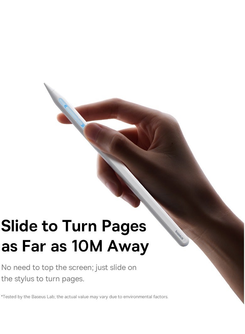 Baseus Bluetooth Stylus Pen for iPad 6 to 10 Gen, iPad Pro 11 and 12.9 inch, iPad Air 3 4 5, iPad Mini 5 6, Swipe Control up to 10m, 17H Battery, 20Min Fast Charging, Type-C Charging, Snap to Wake, LDS Gold Tip, Palm Rejection, Tilt Support, Magnetic Attachment, Shortcut Control, Not Support Wireless Charging Smooth Writing PS4- White - Image 5