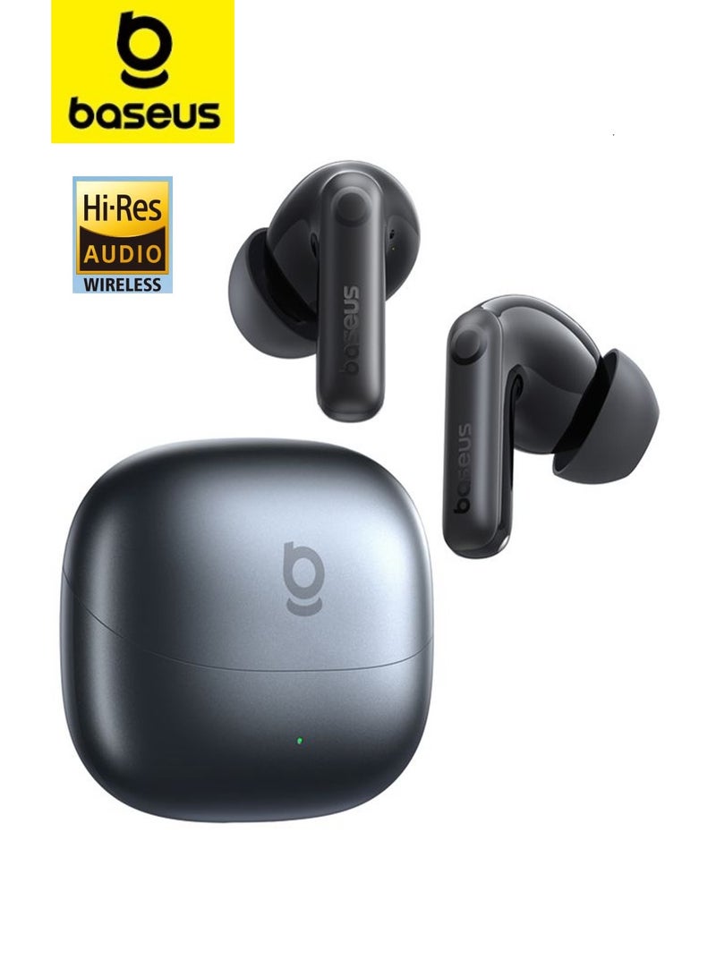 Baseus True Wireless Earbuds Bluetooth 6.0 – TWS In-Ear Headphones with Deep Bass, LDAC Hi-Res Audio, Real-Time Adaptive Noise Cancelling, Adaptive EQ, 6-Mic AI Clear Calls, Touch Control, Low-Latency Gaming Mode, 55H Playtime, IP55 Waterproof, Type-C Fast Charging – For iPhone & Android Cosmic Black - Image 1