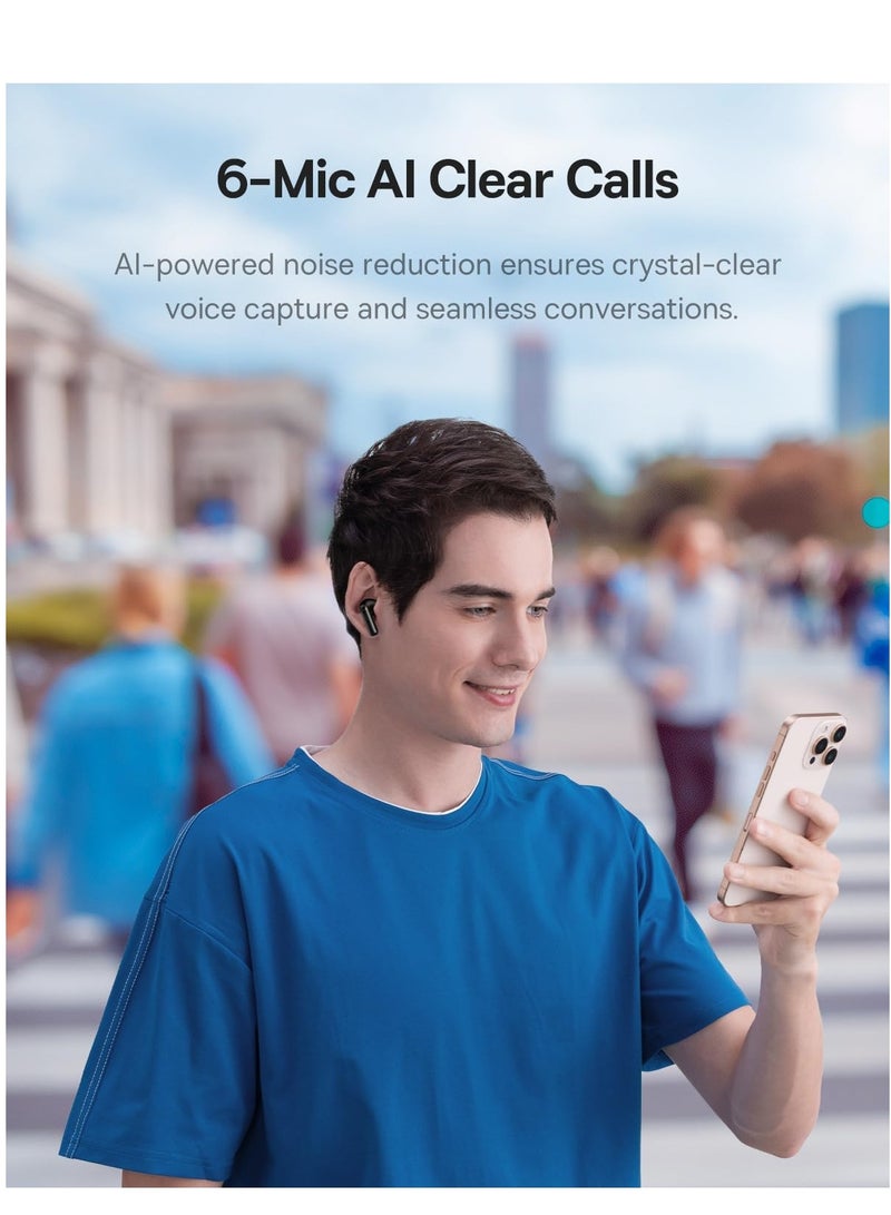 Baseus True Wireless Earbuds Bluetooth 6.0 – TWS In-Ear Headphones with Deep Bass, LDAC Hi-Res Audio, Real-Time Adaptive Noise Cancelling, Adaptive EQ, 6-Mic AI Clear Calls, Touch Control, Low-Latency Gaming Mode, 55H Playtime, IP55 Waterproof, Type-C Fast Charging – For iPhone & Android Cosmic Black - Image 5