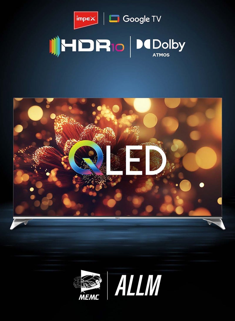 Impex 65" QLED Google TV | 4K Ultra HD | 120Hz DLG | Dolby Vision & Atmos | 2GB RAM, 16GB ROM | HDMI ARC & eARC | Voice Control Remote | Wall Mount | WiFi, Bluetooth & Optical | ALLM | 2Y Warranty evoQ 65S4QLC2R120 Black  - Image 3