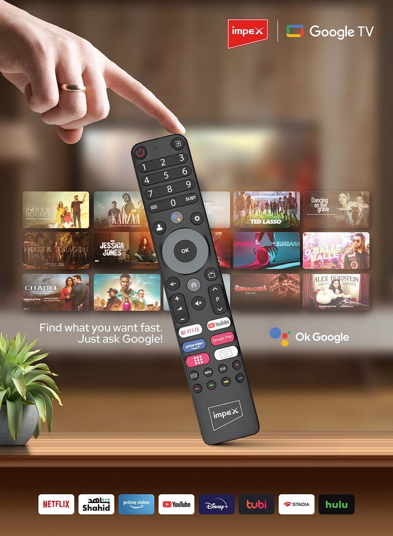 Impex 65" QLED Google TV | 4K Ultra HD | 120Hz DLG | Dolby Vision & Atmos | 2GB RAM, 16GB ROM | HDMI ARC & eARC | Voice Control Remote | Wall Mount | WiFi, Bluetooth & Optical | ALLM | 2Y Warranty evoQ 65S4QLC2R120 Black  - Image 5