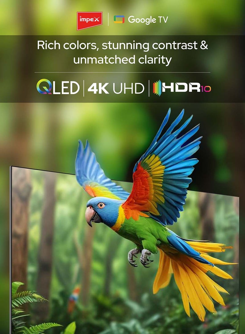 Impex 65" QLED Google TV | 4K Ultra HD | 120Hz DLG | Dolby Vision & Atmos | 2GB RAM, 16GB ROM | HDMI ARC & eARC | Voice Control Remote | Wall Mount | WiFi, Bluetooth & Optical | ALLM | 2Y Warranty evoQ 65S4QLC2R120 Black  - Image 4