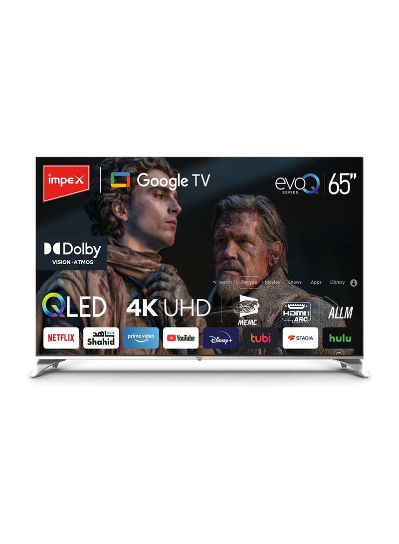 Impex 65 Inch QLED Google TV | 4K Ultra HD Television| 120Hz DLG | Dolby Vision And Atmos | 2GB RAM, 16GB ROM | HDMI ARC And eARC | DVB T2 S2 | Voice Control Remote | Wall Mount | WiFi, Bluetooth And Optical | ALLM | 2Y Warranty evoQ 65S4QLC2R120 Black - Image 3