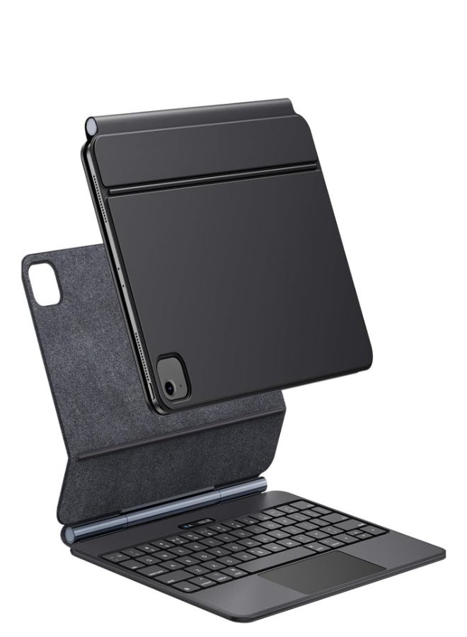 Baseus Wireless Bluetooth Keyboard Case with Touchpad for iPad Pro 11-inch (2024/2018–2022) And iPad Air 10.9-inch (Air4/Air5/Air6), Detachable Keyboard Cover, Smart Folio Stand, Type-C Charging, Trackpad Support, Slim Protective PU Leather Case, BLE 5.3, Long Battery Life - Cluster Black - Image 1