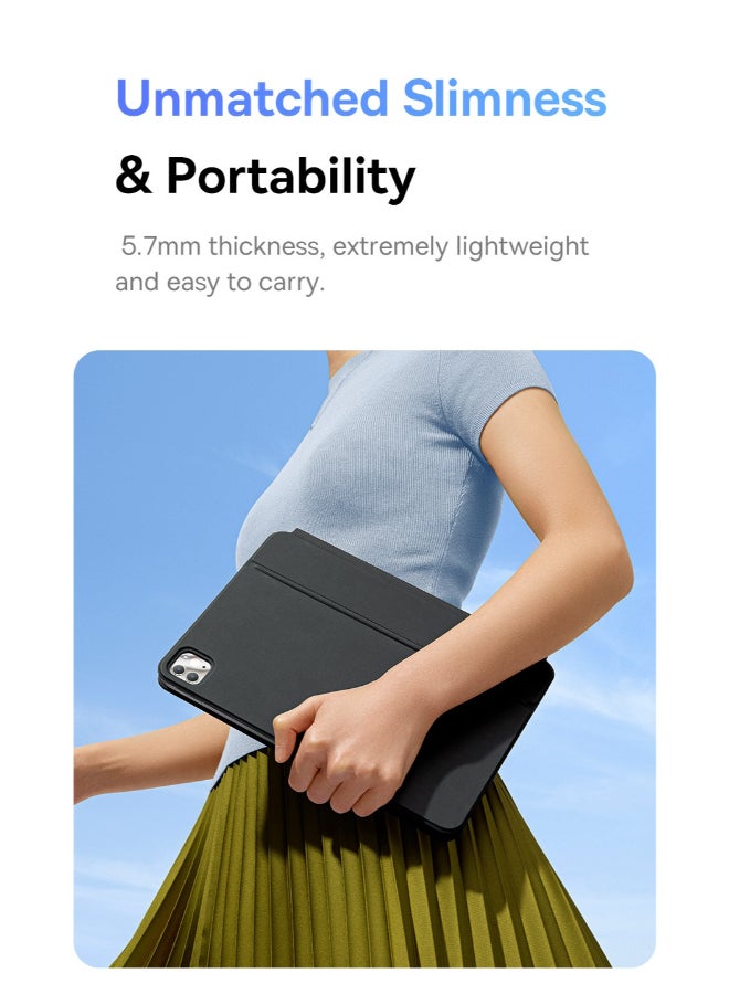 Baseus Wireless Bluetooth Keyboard Case with Touchpad for iPad Pro 11-inch (2024/2018–2022) And iPad Air 10.9-inch (Air4/Air5/Air6), Detachable Keyboard Cover, Smart Folio Stand, Type-C Charging, Trackpad Support, Slim Protective PU Leather Case, BLE 5.3, Long Battery Life - Cluster Black - Image 3