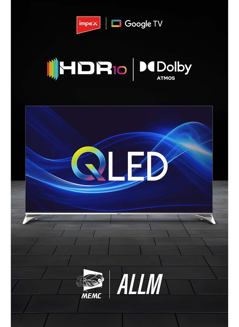 Impex 55" QLED Google TV | 4K Ultra HD | 120Hz DLG | Dolby Vision & Atmos | 2GB RAM + 16GB ROM | ALLM | HDMI ARC/eARC | Voice Remote | Wall Mount Included | Gaming Ready | Bluetooth, WiFi, Optical | 2 Year Warranty evoQ 55S4QLC2R120 Black  - Image 3