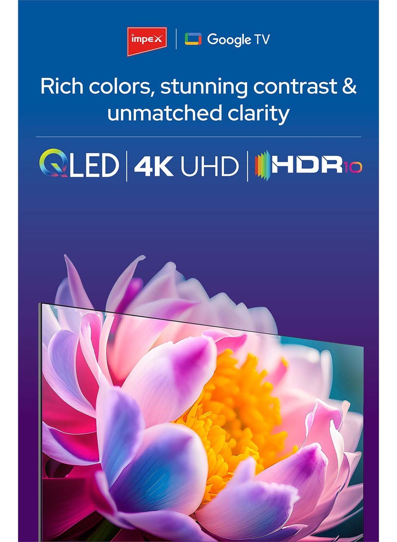 Impex 55" QLED Google TV | 4K Ultra HD | 120Hz DLG | Dolby Vision & Atmos | 2GB RAM + 16GB ROM | ALLM | HDMI ARC/eARC | Voice Remote | Wall Mount Included | Gaming Ready | Bluetooth, WiFi, Optical | 2 Year Warranty evoQ 55S4QLC2R120 Black  - Image 4
