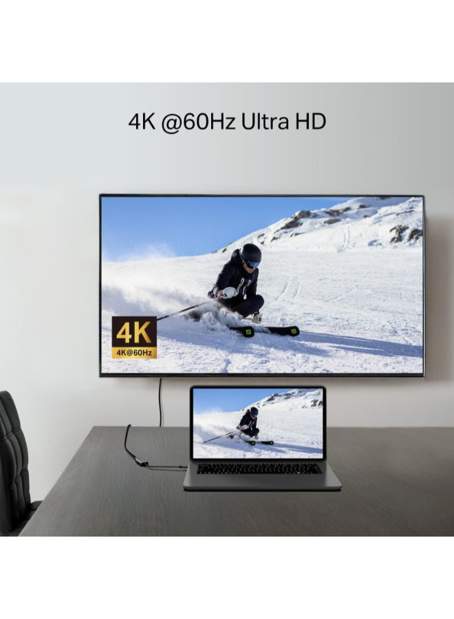 تي بي لينك UA520C USB Type-C to HDMI Adapter, 4K 60Hz Ultra HD, Plug & Play, Portable, Flexible 100mm Braided Cable grey - Image 4