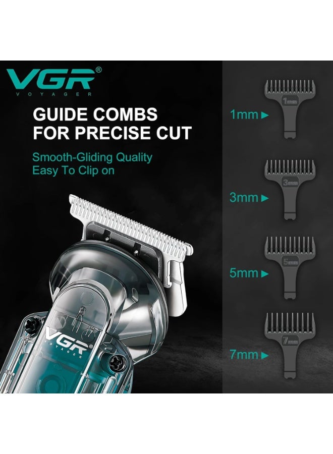 VGR Electric Beard Trimmer Men with Nose Hair Trimmer Attachment - USB-C - IPX6 Waterproof Washable - Cordless Clippers Rechargeable - 180 Min Battery - Male Grooming Kit Shaver - Bald Head - Image 4