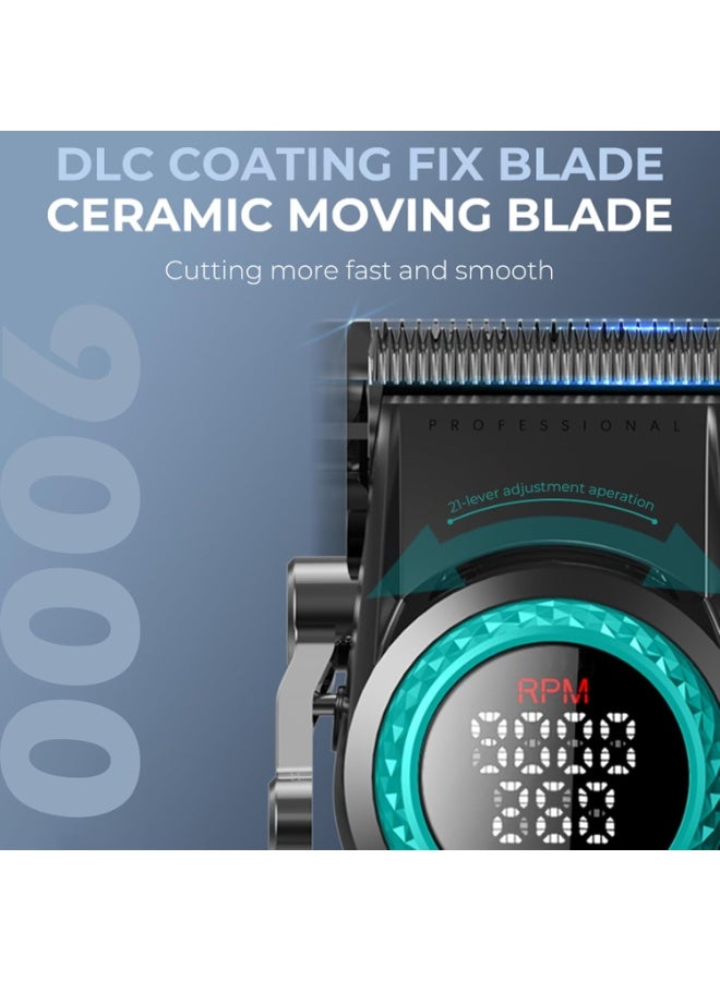في جي آر VGR 001 Professional Hair Clippers for Men, Cordless Barber Clippers for Hair Cutting, Carbon Steel Blade Hair Trimmers for Barbers, 9000RPM, LED Display, Black  - Image 3