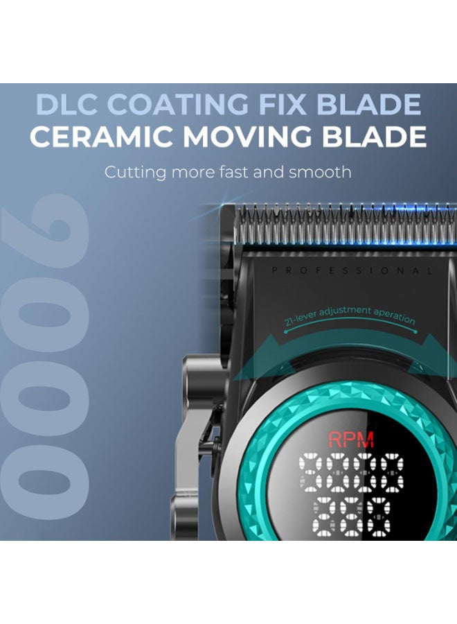 في جي آر مقصات شعر احترافية للرجال VGR 001، مقصات حلاقة لاسلكية لقص الشعر، مقصات شعر بشفرة فولاذية كربونية للحلاقين، 9000 دورة في الدقيقة، شاشة LED، أسود - Image 4