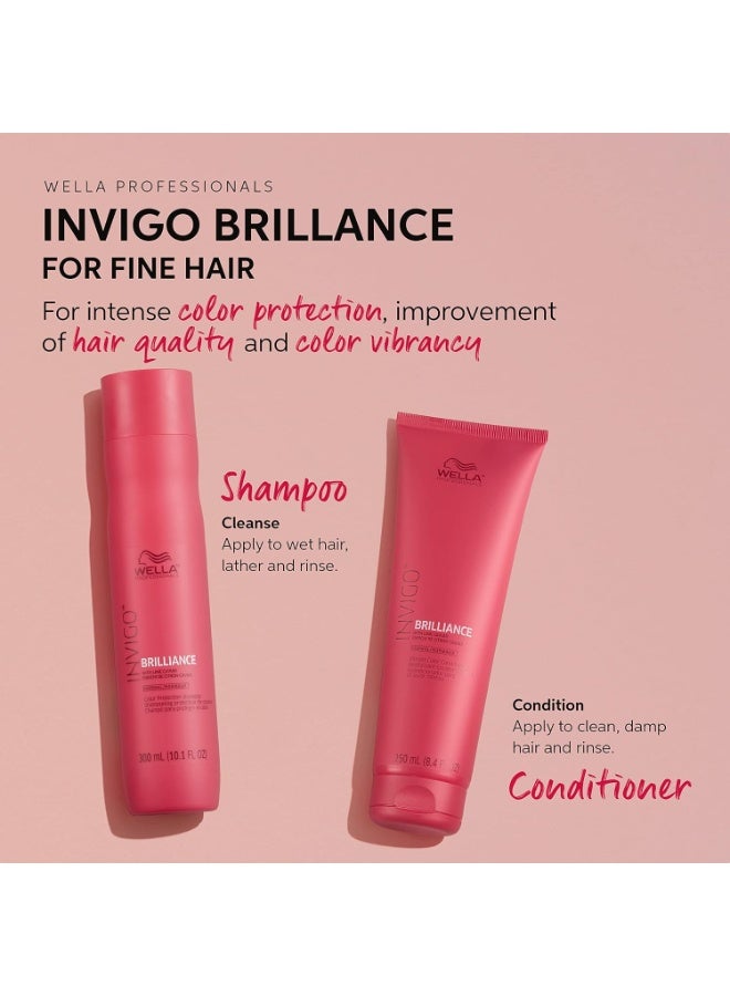 ويلا Wella Professionals Invigo Brilliance Shampoo & Conditioner Set, Color Protection & Color Vibrancy for Fine/Normal Hair, Retail Sizes 18.5 fl oz - Image 3