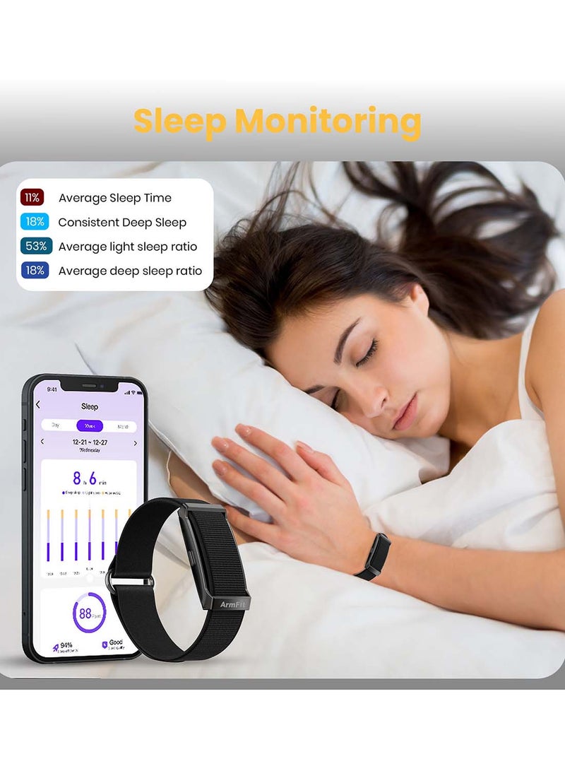 ArmFit Deep Zeero Membership fee fitness tracker band Health and Fitness Wearable – 24/7 Activity Tracker Sleep Tracking, with app support – 15+ Days Battery Life black - Image 3
