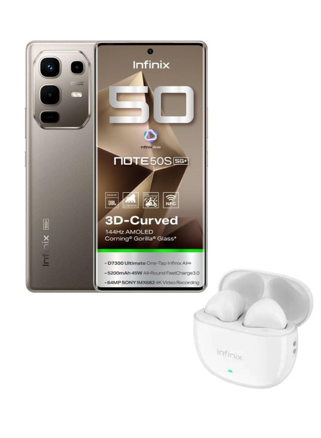 Infinix Note 50s 8GB RAM 256GB Titanium Grey 5G+ With XBuds 3 Lite - Middle East Version - Image 1