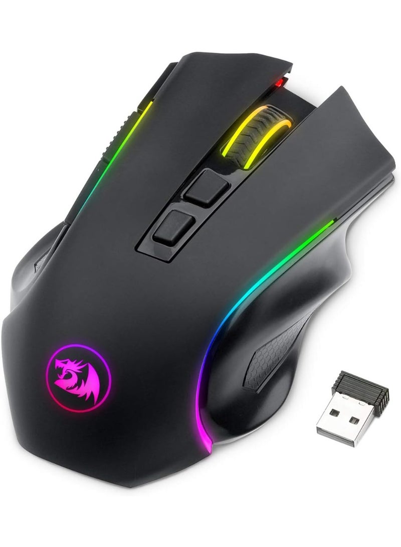 Redragon M602U-KS Griffin RGB Gaming Mouse, RGB Spectrum Backlit Ergonomic Mouse - 5000 DPI for Windows PC Gamers (Black, Wireless) - Image 1