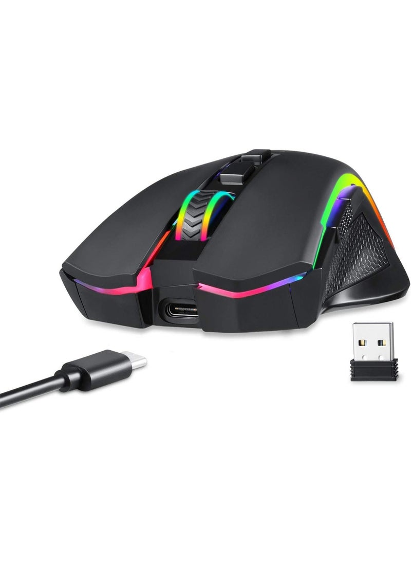 Redragon M602U-KS Griffin RGB Gaming Mouse, RGB Spectrum Backlit Ergonomic Mouse - 5000 DPI for Windows PC Gamers (Black, Wireless) - Image 3