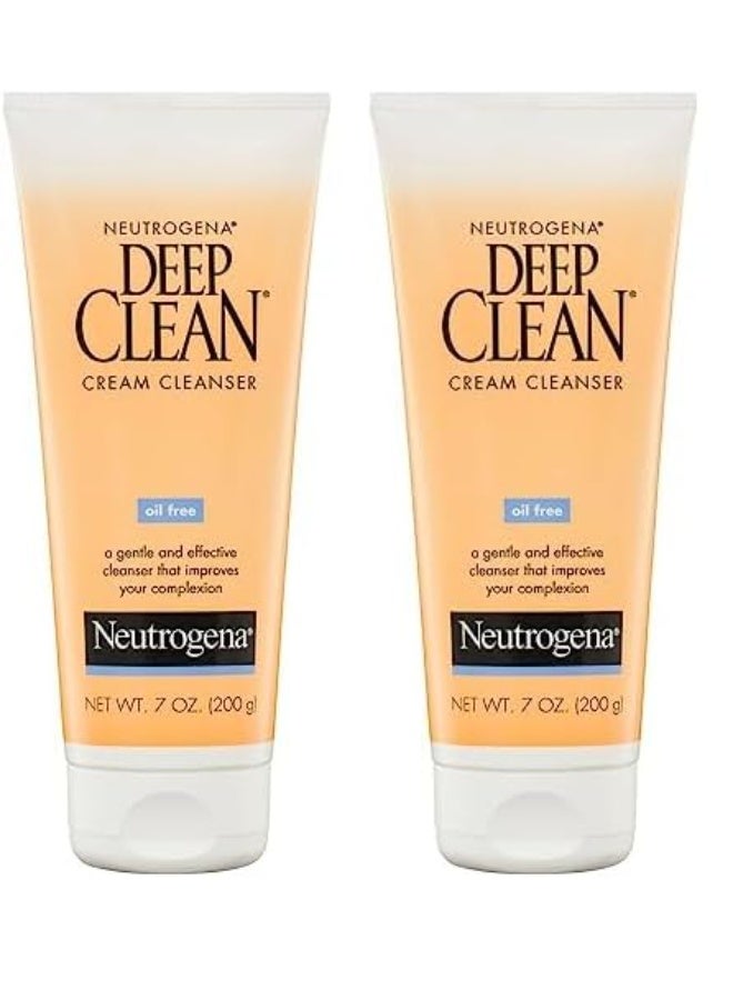 نيوتروجينا Neutrogena Deep Clean Daily Facial Cream Cleanser with Beta Hydroxy Acid to Remove Dirt, Oil & Makeup, Alcohol-Free, Oil-Free & Non-Comedogenic, 7 fl. oz (Pack of 2) 7 fl. oz (Pack of 2)Fluid Ounce - Image 1
