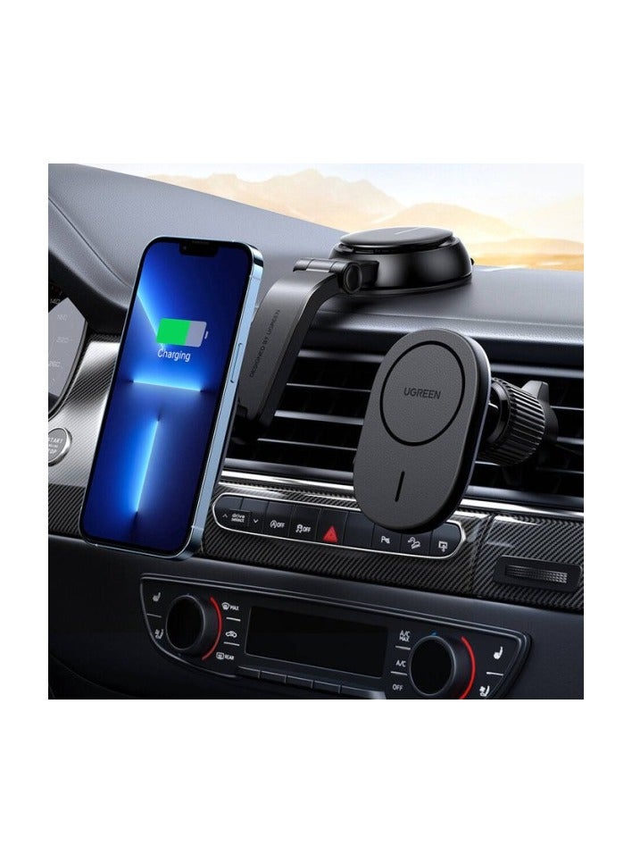 Ugreen Charger inductive 2-in-1 MagSafe Ugreen CD345 for car for cockpit/windshield/vent grille black  - Image 2