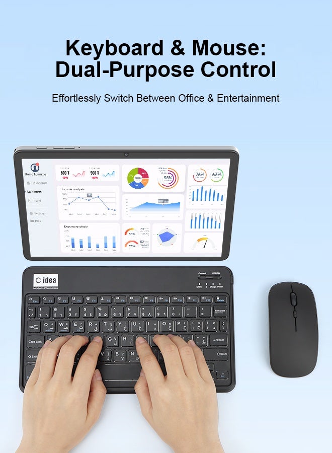 سي آيديا C idea 10.1 Inches Tablet, 5G Latest Android Tablet  RAM 8GB ROM 1TB with Dual SIM,10000mAh Battery With Bluetooth Keyboard, Mouse and Pen CM8800plus-grey - Image 4