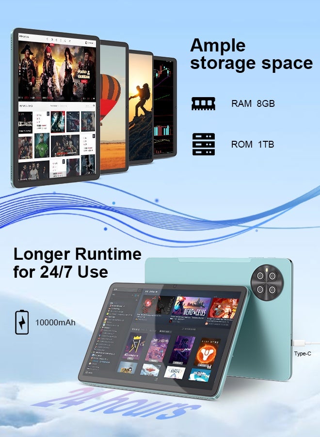 سي آيديا C idea 10.1 Inches Tablet, 5G Newest Android Tablet RAM 8GB ROM 1TB with Dual SIM,10000mAh Battery With Bluetooth Keyboard, Mouse and Pen CM8800plus-blue - Image 3