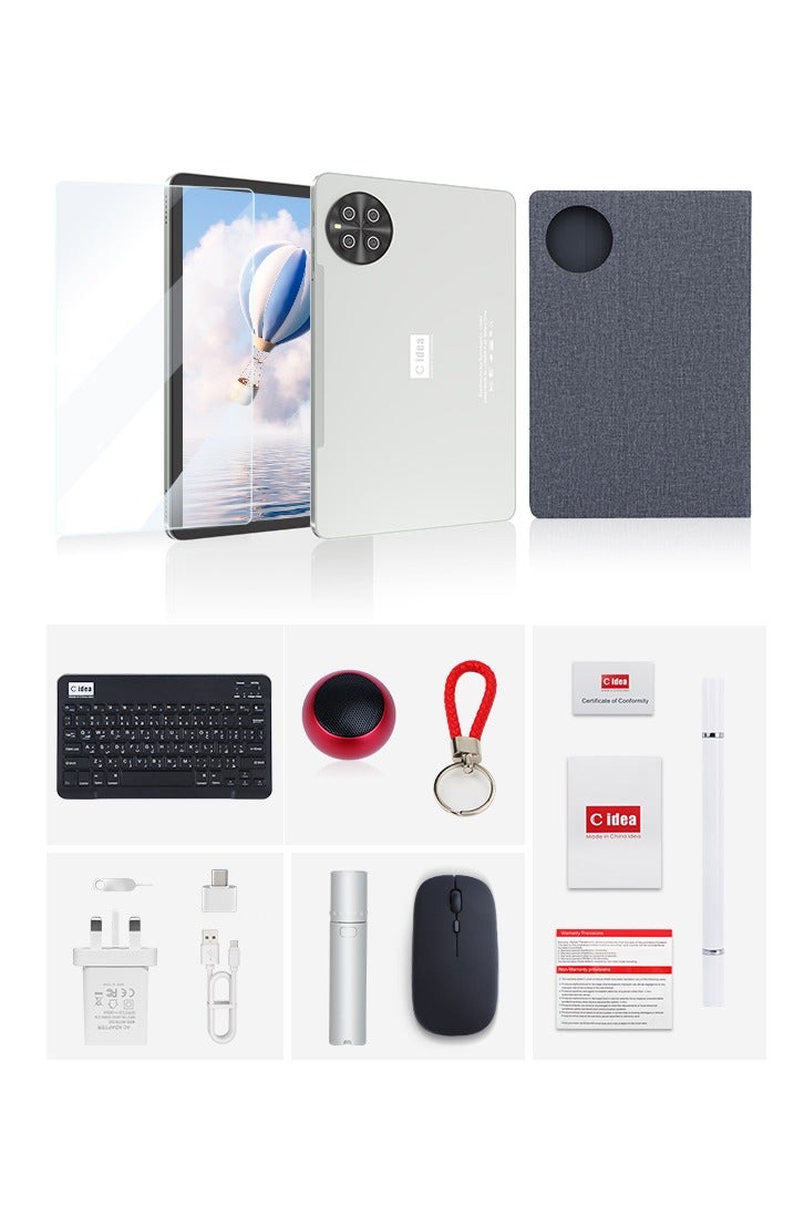 سي آيديا C idea 10.1 Inches Tablet, 5G Latest Android Tablet  RAM 8GB ROM 1TB with Dual SIM,10000mAh Battery With Bluetooth Keyboard, Mouse and Pen CM8800plus-silver - Image 1