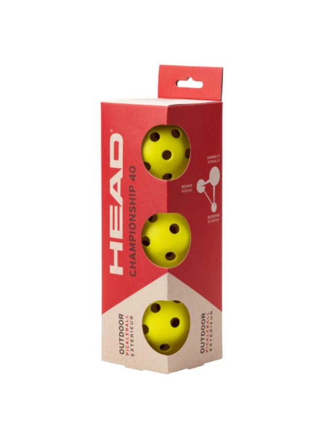 HEAD Championship 40 Pickleball balls - pack of 3 balls - Image 1