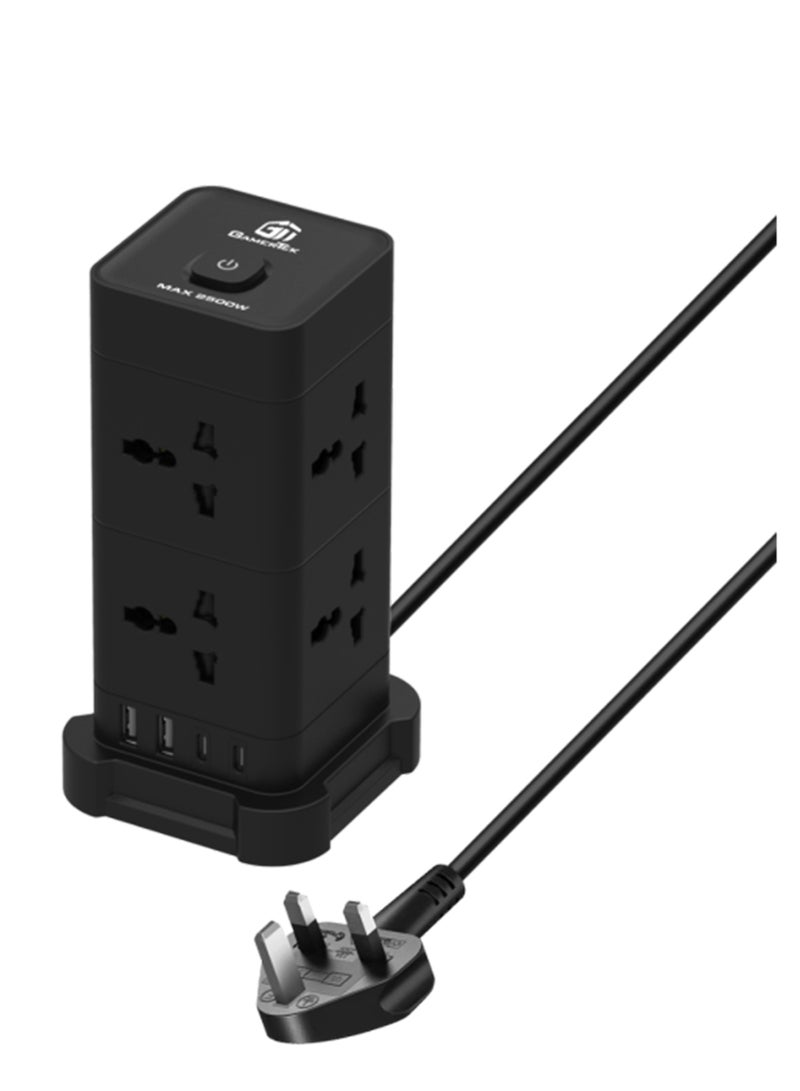 Gamertek Surge Protector 2500W - Black - Image 1