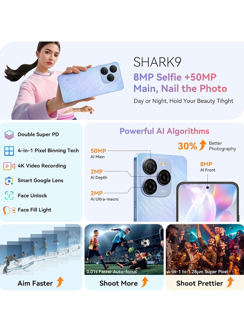 Blackview SHARK 9 5G Smartphone 6.67'' HD+ IPS 90Hz Display NFC 50MP AI Main Camera GPS Android 14 Mobile Phone Feather Black - Image 4