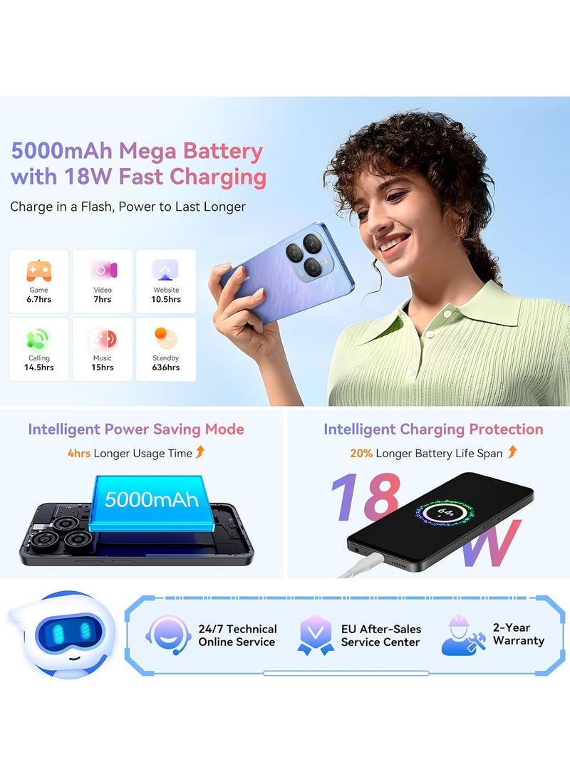 Blackview SHARK 9 5G Smartphone 6.67'' HD+ IPS 90Hz Display NFC 50MP AI Main Camera GPS Android 14 Mobile Phone Feather Black - Image 3