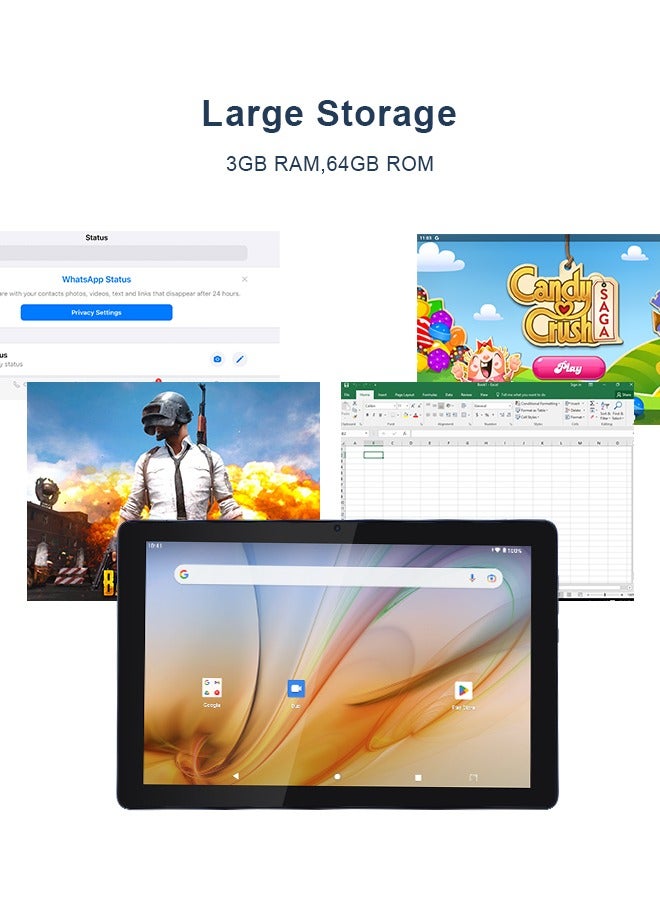 C idea 10-Inch Tablet, Android 12 Tablets PC With Play Store, Real 64GB ROM 3GB RAM 512GB Expand, HD IPS Display, Dual Camera, 6000mAh Battery, GMS Certified - Grey - Image 3