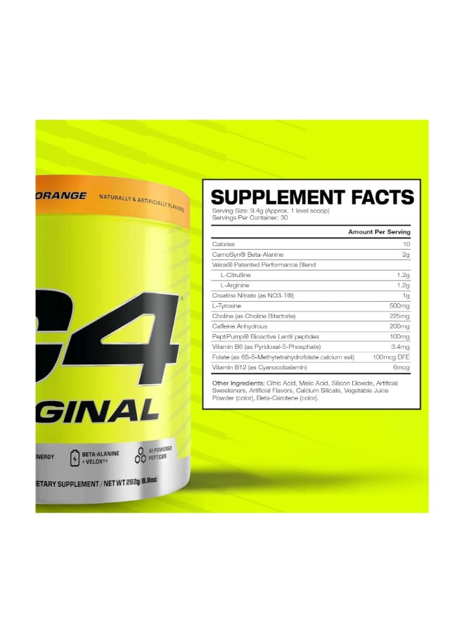 سيلوكور مسحوق C4 الأصلي قبل التمرين بدون سكر، بيتا ألانين، فيتامين C، للطاقة والتركيز والأداء، بنكهة البرتقال – 30 حصة - Image 2