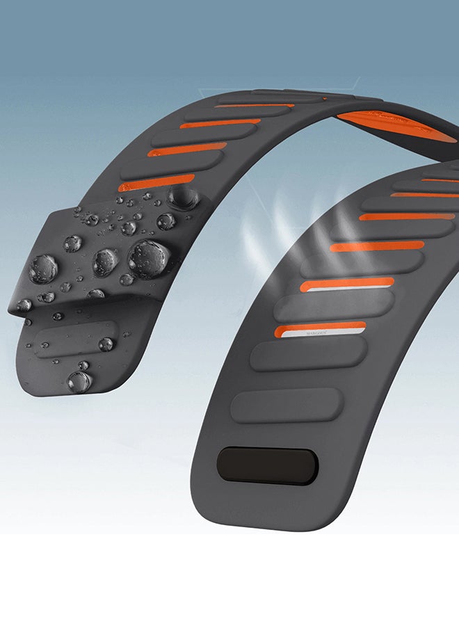 MARGOUN Sports Strap Compatible with Whoop 5.0 Soft and Breathable Silicone Strap Adjustable Replacement Wristbands for Whoop 5.0 Band Dark Grey - Orange - Image 2