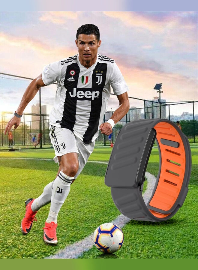 MARGOUN Sports Strap Compatible with Whoop 5.0 Soft and Breathable Silicone Strap Adjustable Replacement Wristbands for Whoop 5.0 Band Dark Grey - Orange - Image 4