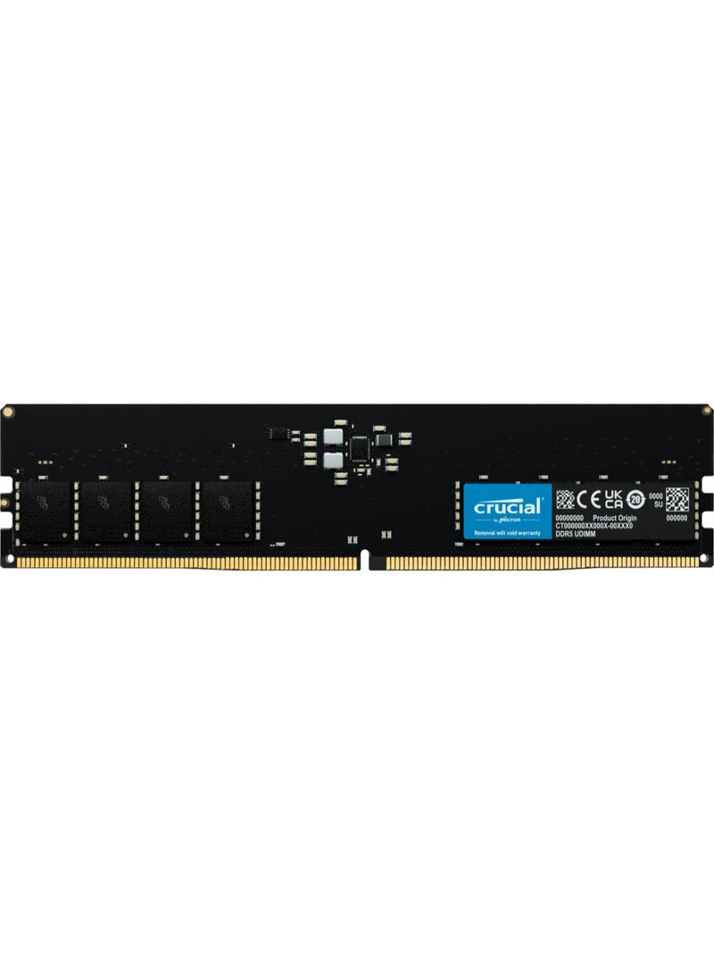 crucial 32GB DDR5 5600MHz UDIMM Desktop RAM, CL46 1.1V, Unbuffered, Non-ECC, Dual Rank, XMP 3.0 & AMD EXPO Support, On-Die ECC, 288-Pin, JEDEC Standard, Micron Chip | CT32G56C46U5 - Image 1
