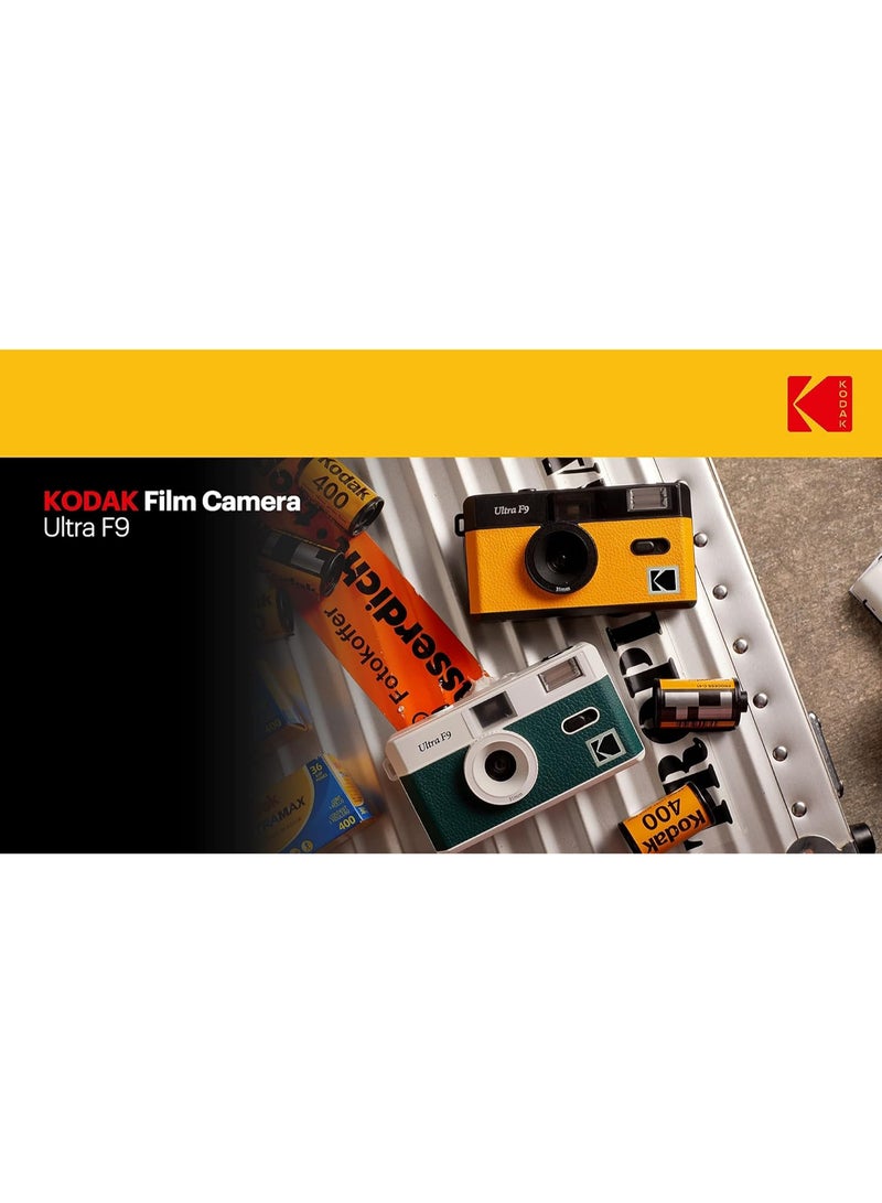 Kodak 490172 Ultra F9 31mm Film Camera Camera - Retro Style, Focus Free, Reusable, Built in Flash, Easy to Use (Yellow) - Image 1