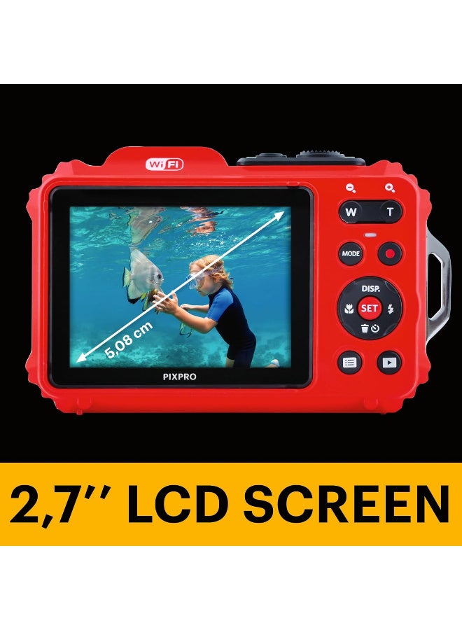Kodak Pixpro WPZ2 Pack + 2 Batteries + 1 SD Card – Compact 16 m Pixels, Waterproof to 15 m, Shockproof, 720p Video, 2.7 LCD Screen – Li-ion Battery – Red - Image 5