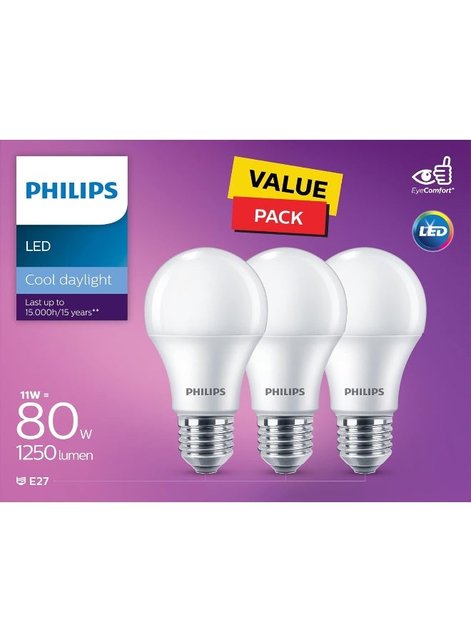 Philips LEDBulb 9W E27 6500K 230V 3 Pieces Cool Daylight - Image 2
