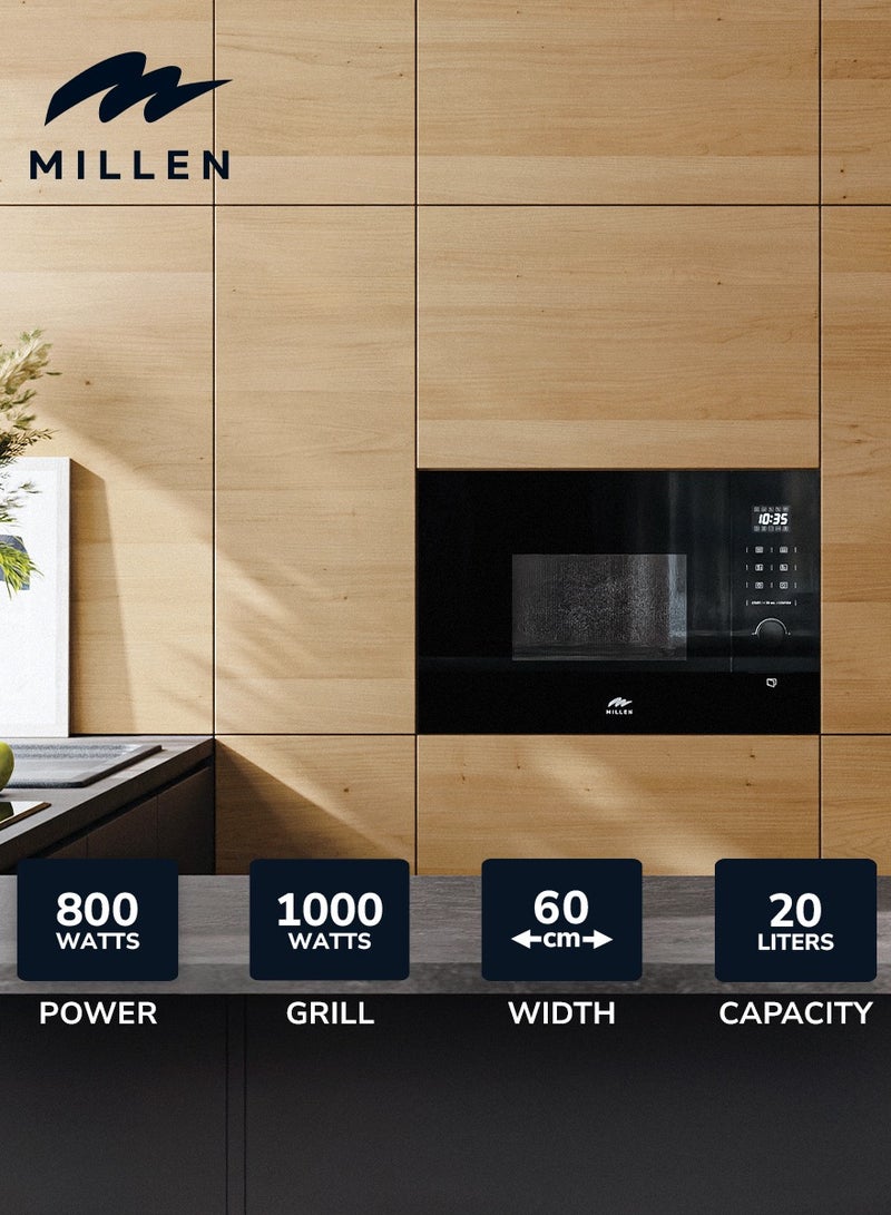MILLEN MILLEN Microwave Oven, 20L, 3 Y Warranty, Glass Finish, Touchscreen & Knob Controls, 800W Microwave Power, 1000W Grill Power, 8 Automatic Programs, MBW 381 BL 20 L 800 W MBW 381 BL Black  - Image 2