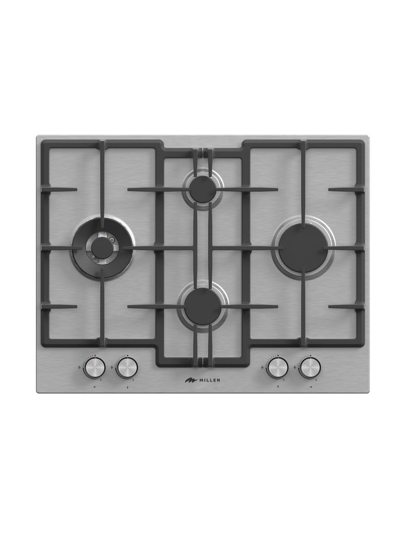 MILLEN Built-in 4 Burners Gas Hob , 9700 Watts, Mechanical and Electric Ignition Control, 3 Year Warranty MGH 6501 IX Stainless steel - Image 1
