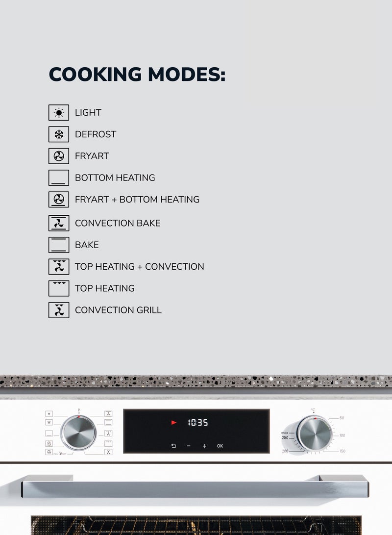 MILLEN MILLEN Built In Electric Oven, 10 Cooking Modes, 81L - 3 Years Warranty, SCHOTT Inner Glass, MEO 6005 WH 81 L 3260 W MEO 6005 WH White - Image 4