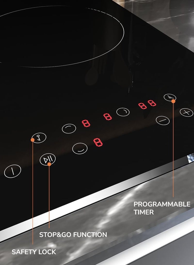 MILLEN Built in Electric hob, 45 cm Black Glass, 3 Heating Zones, 4800W, Touch Control, 3 Year Warranty MEH 451 BL - Image 5
