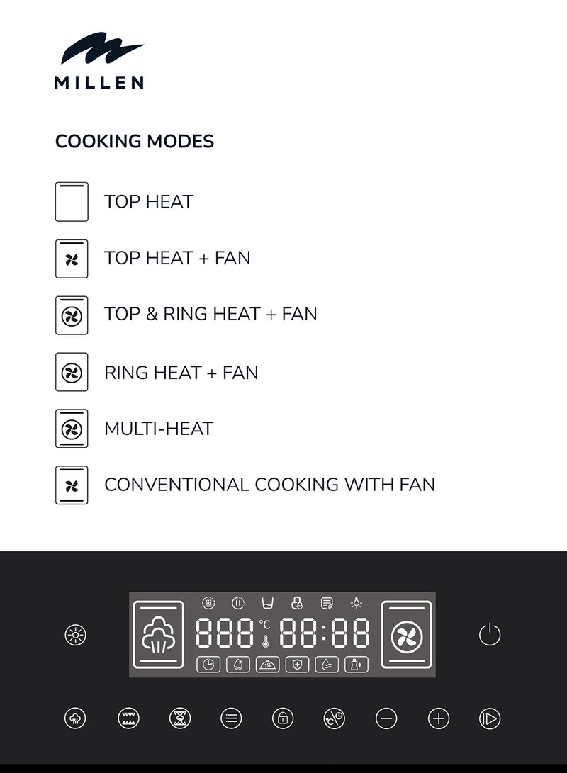 MILLEN 60cm Built In Electric Combi Steam Oven, 38 Smart Recipes, 50L - 3Y Warranty, MEOS 451 BL Black - Image 5