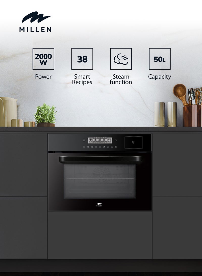 MILLEN 60cm Built In Electric Combi Steam Oven, 38 Smart Recipes, 50L - 3Y Warranty, MEOS 451 BL Black - Image 2