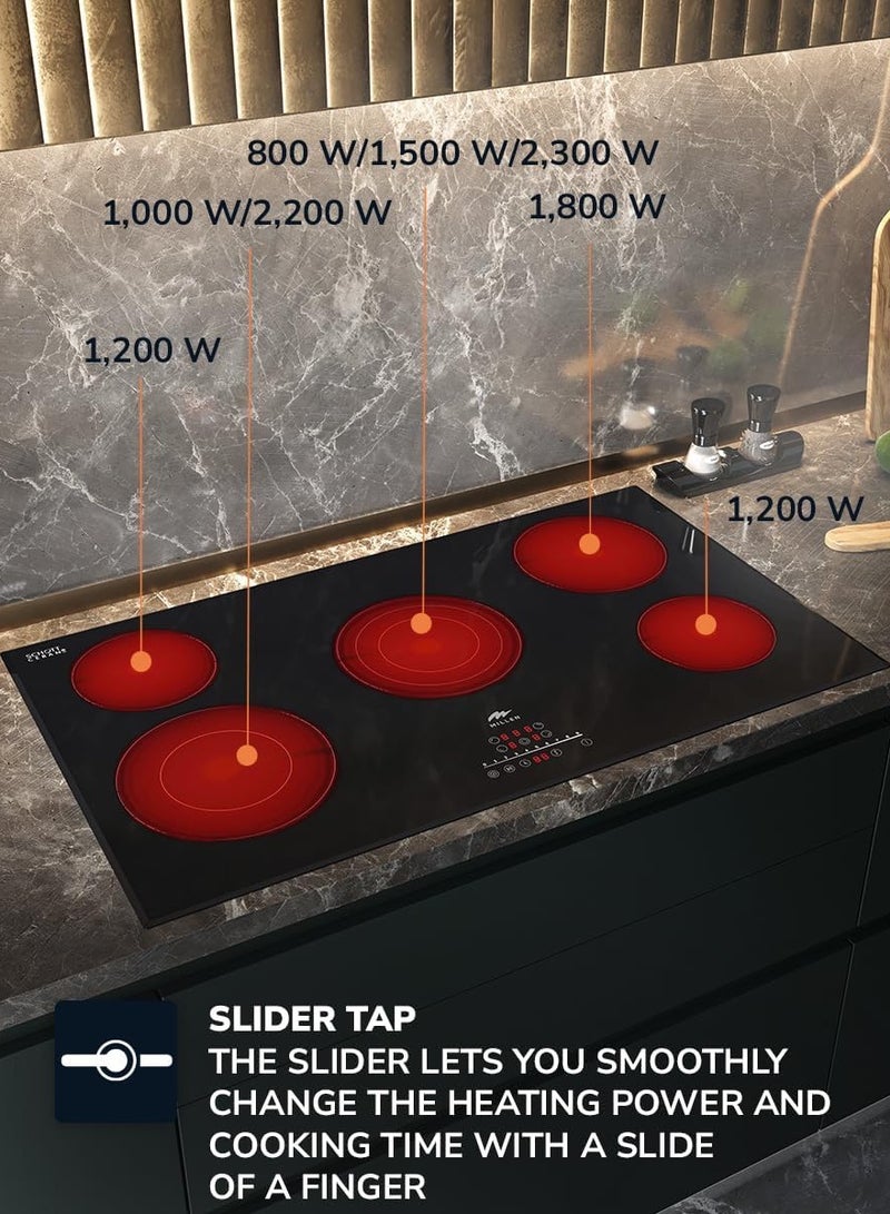 MILLEN MILLEN 90 cm Built-in Electric Hob 5 Heating Zones - MEH 902 BL, Kanger Glass Ceramic, 8700 Watts, Hi-Light Heating Elements, Touch and Slider Control, 3 Year Warranty MEH 902 BL black  - Image 5