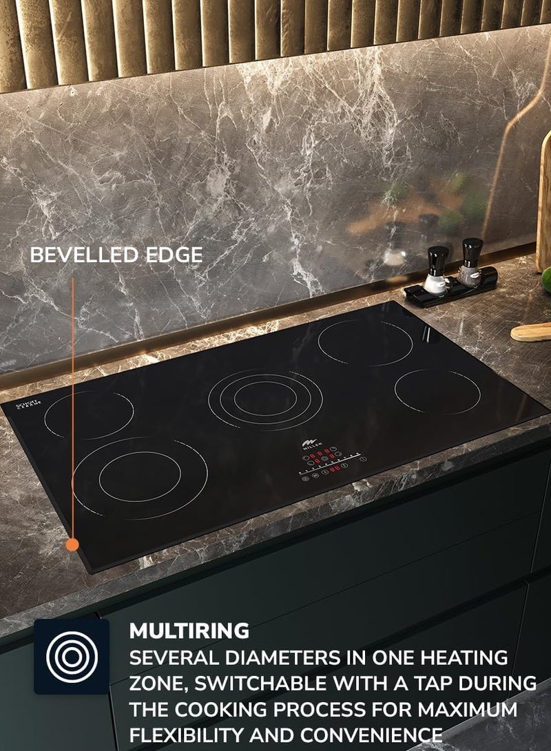 MILLEN MILLEN 90 cm Built-in Electric Hob 5 Heating Zones - MEH 902 BL, Kanger Glass Ceramic, 8700 Watts, Hi-Light Heating Elements, Touch and Slider Control, 3 Year Warranty MEH 902 BL black  - Image 4